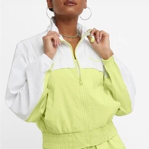 Champion Frozen Lime / White Woven Full Zip Windbreaker Jacket Womens Sz Medium